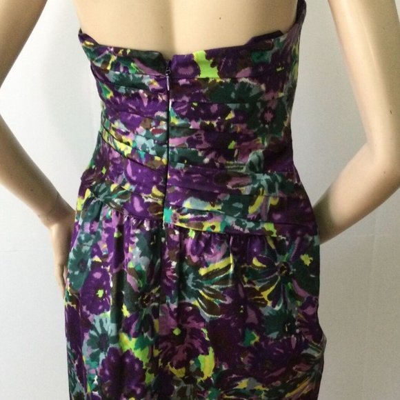 BCBG Strapless Floral Print Dress - Size 2 - Picture 3 of 6